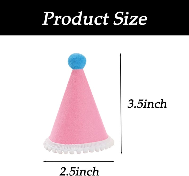 Cellcacn 20 Pcs Dog Birthday Hat Set for Small Medium Dogs Cat Puppies, Mini Party Hat with Adjustable Headbands, Cute Pet Hat with Pompons for Birthday Christmas Party Decoration Accessories (Mini 2.5 Inch) - Image 2